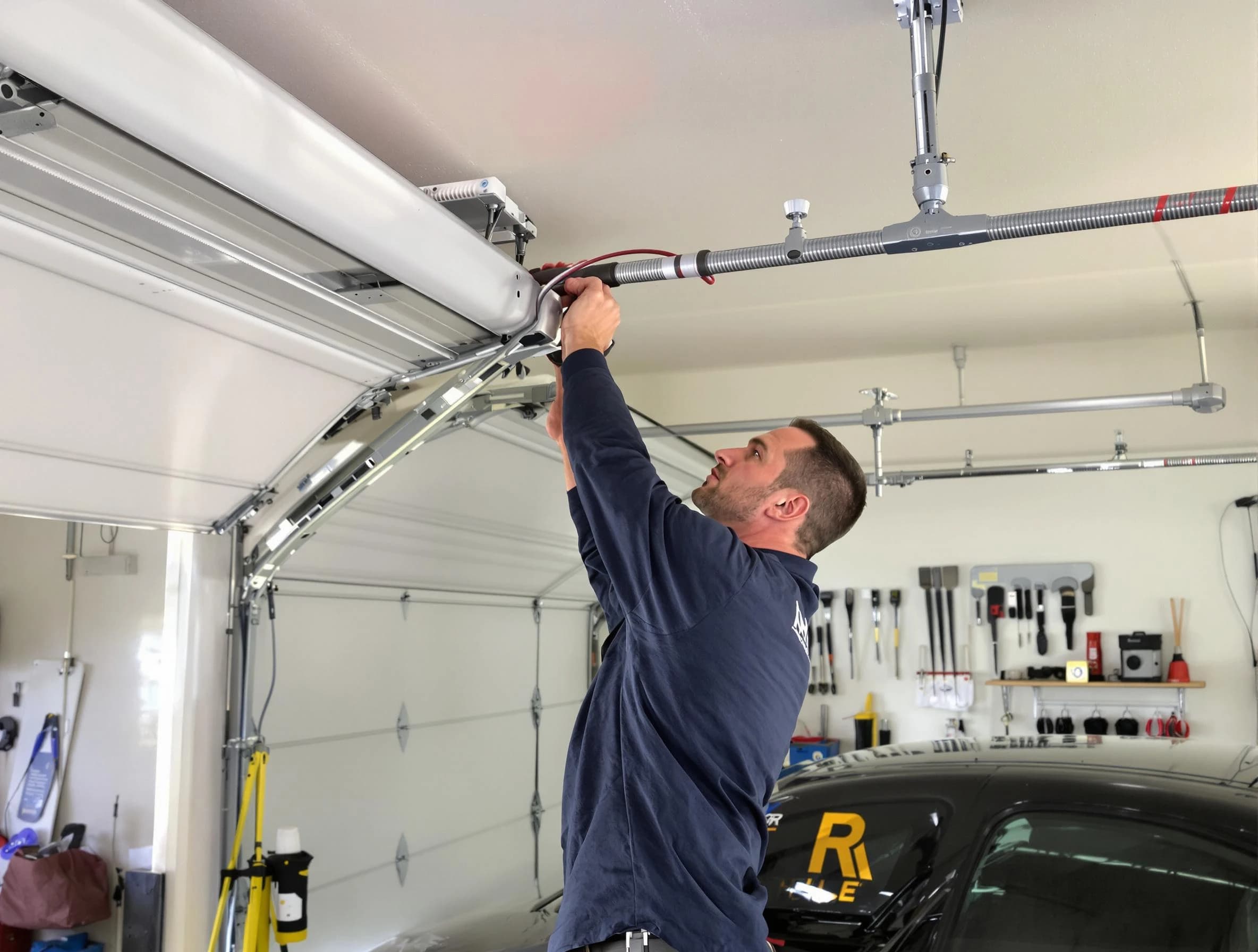 Hyrum Garage Door Repair technician performing garage door cable repair in Hyrum