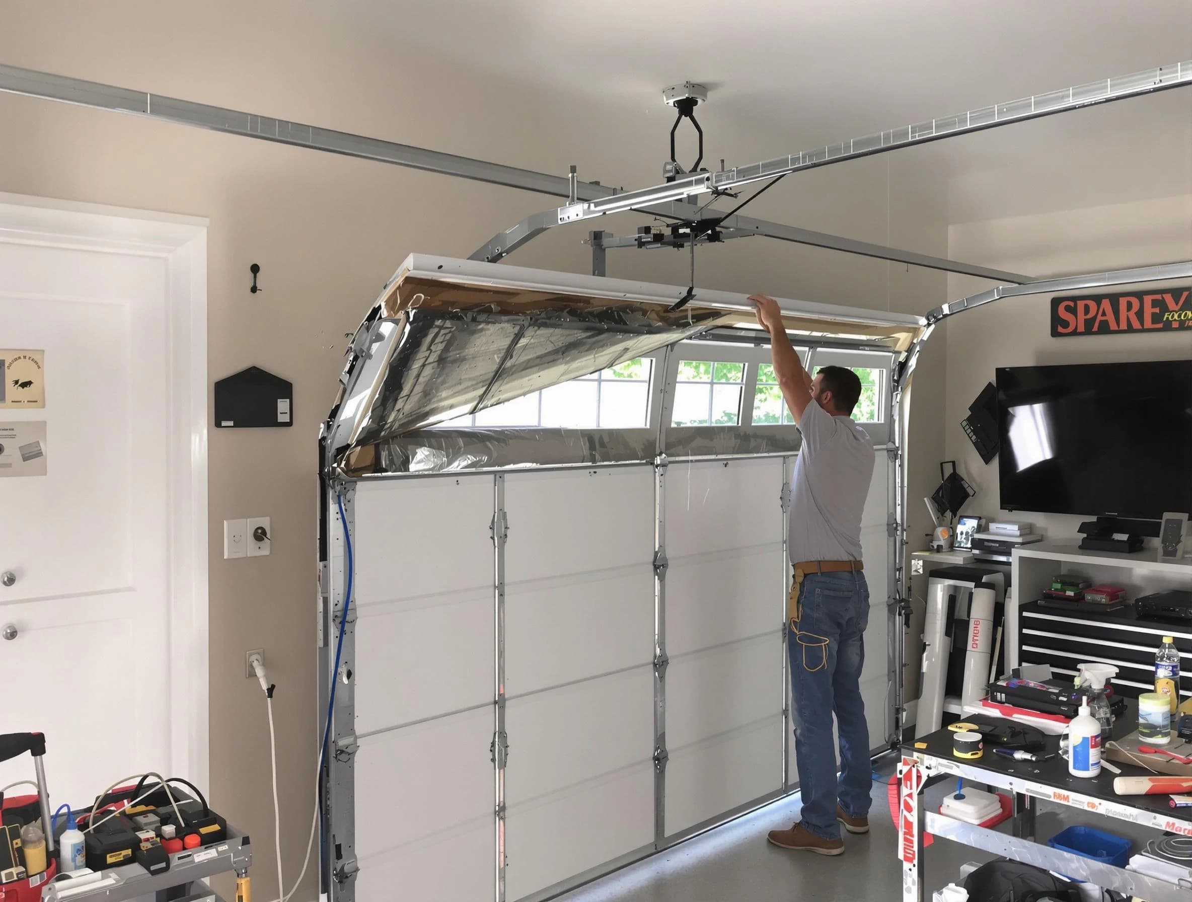 Garage door section replacement by Hyrum Garage Door Repair in Hyrum