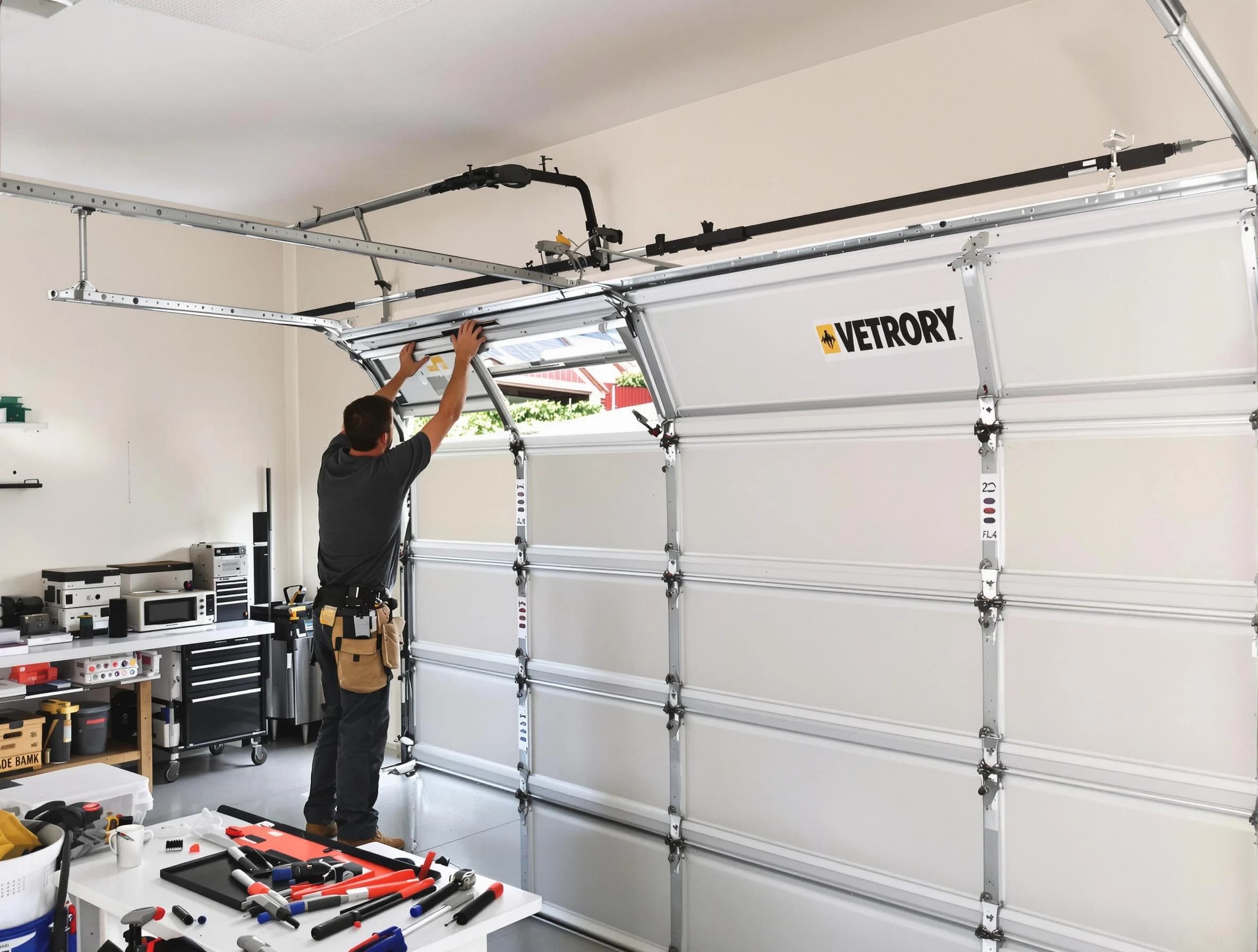 Hyrum Garage Door Repair technician performing section replacement in Hyrum