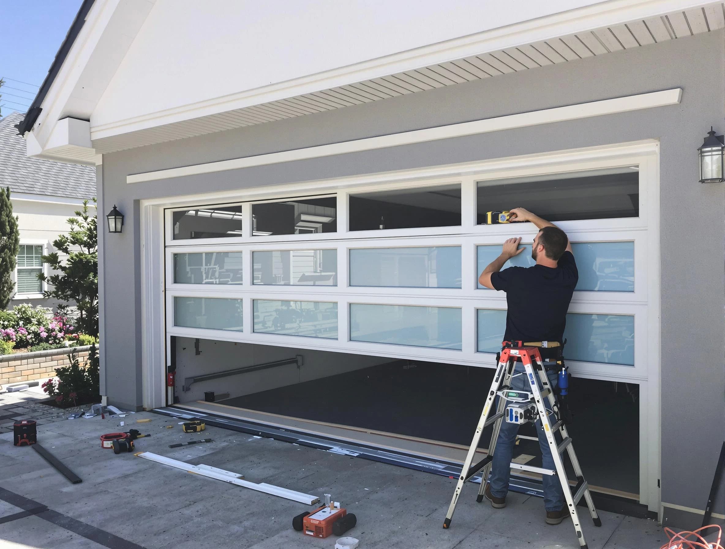Hyrum Garage Door Repair team performing garage door replacement in Hyrum