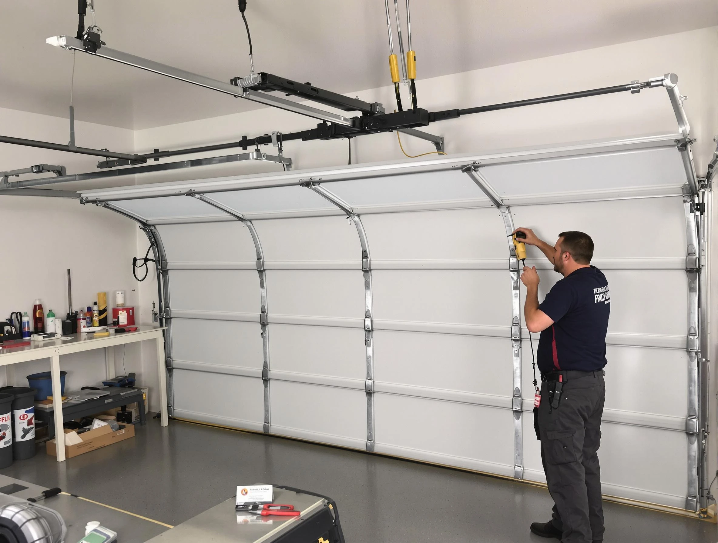 Hyrum Garage Door Repair certified technician performing overhead door system repair in Hyrum