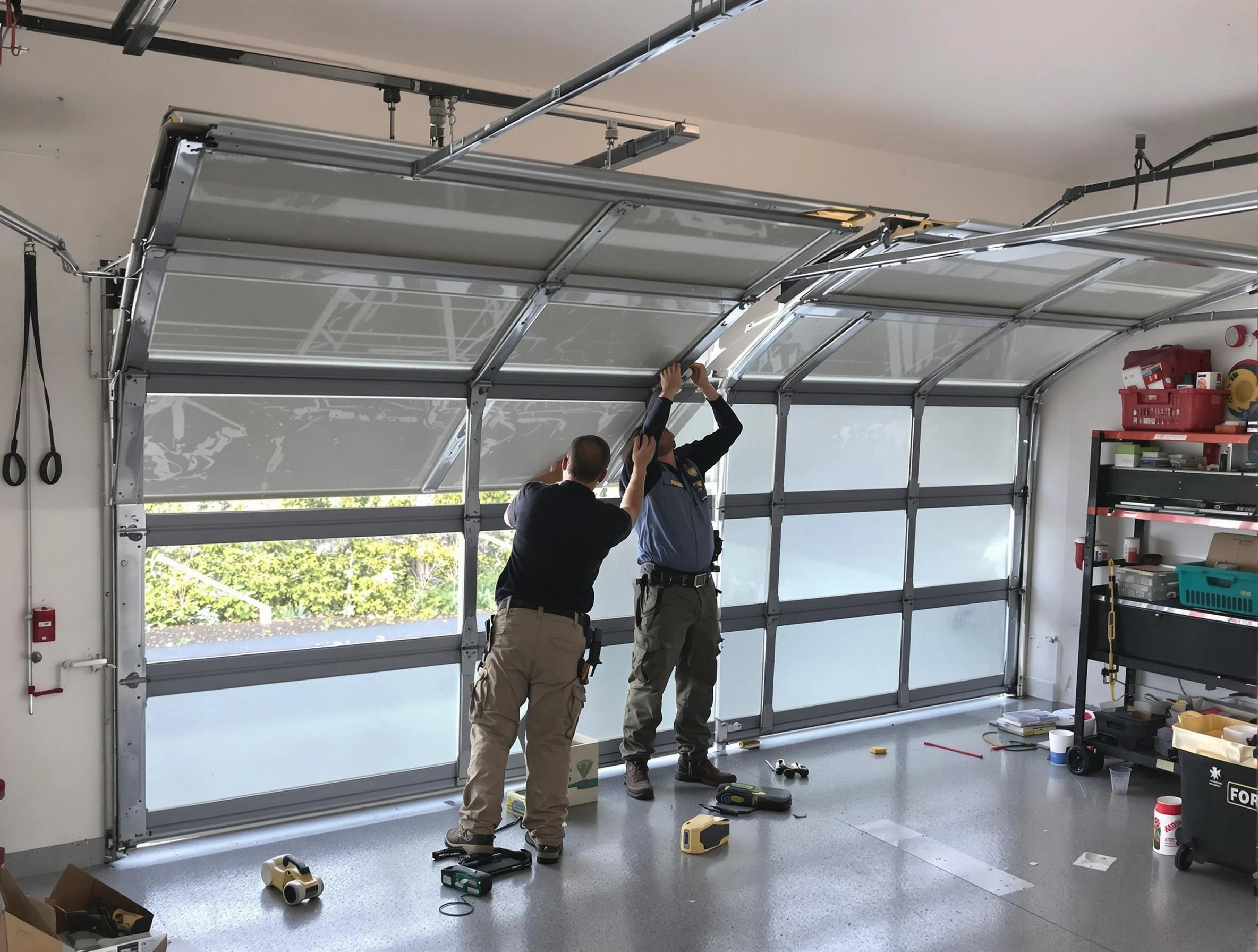 Hyrum Garage Door Repair expert performing precise panel replacement on Hyrum garage door