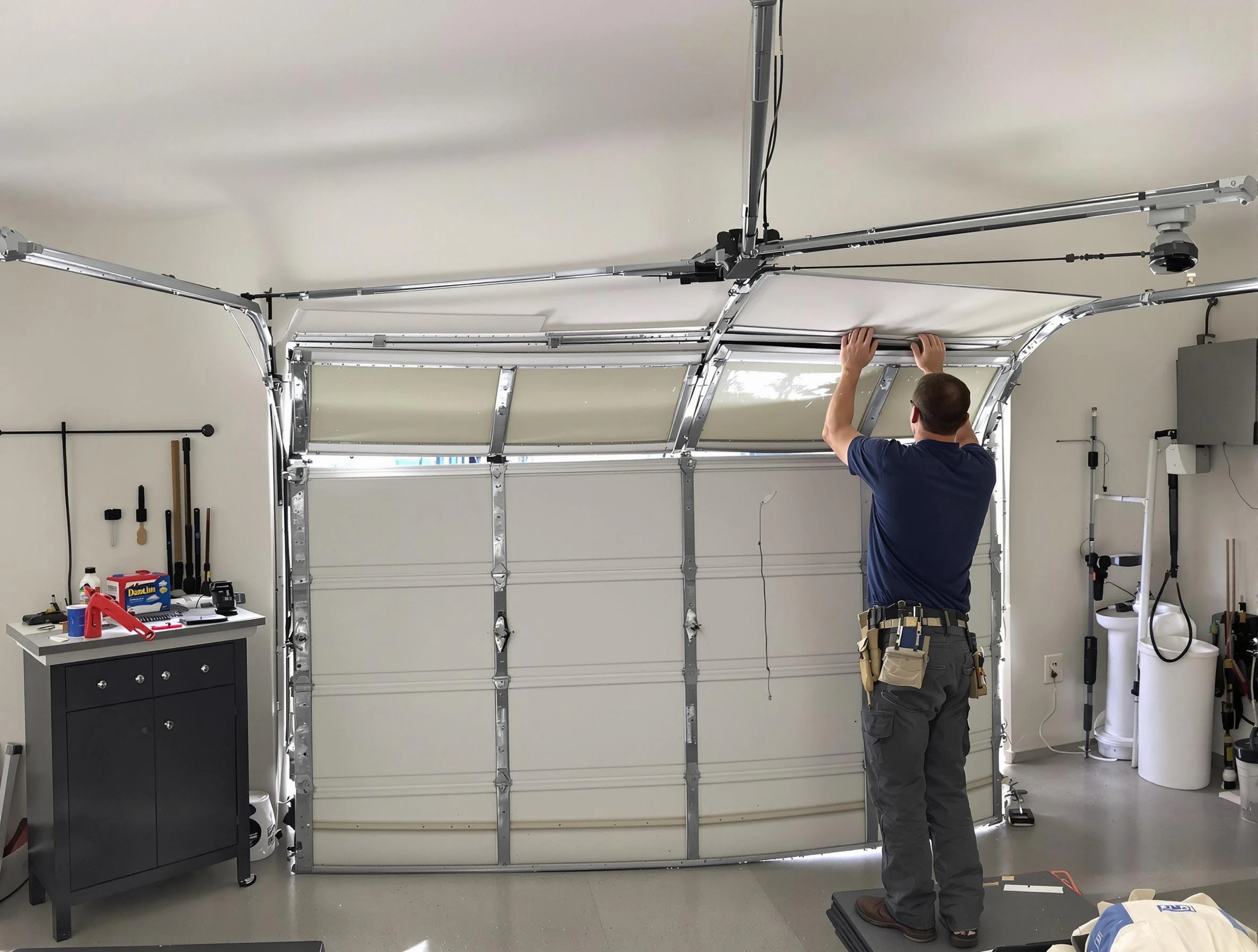 Hyrum Garage Door Repair specialist performing precise section replacement on Hyrum garage door